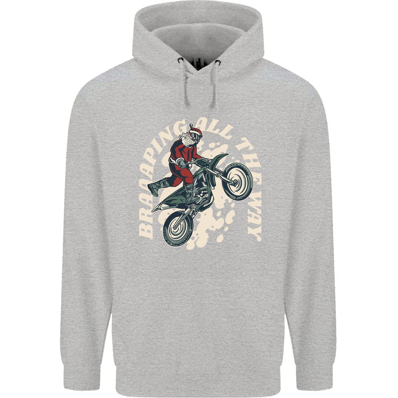 Motocross Christmas Santa MotoX Biker Motorcycle Mens 80% Cotton Hoodie Sports Grey