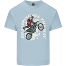 Motocross Christmas Santa MotoX Biker Motorcycle Mens Cotton T-Shirt Tee Top Light Blue
