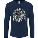 Motocross Christmas Santa MotoX Biker Motorcycle Mens Long Sleeve T-Shirt Navy Blue