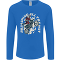 Motocross Christmas Santa MotoX Biker Motorcycle Mens Long Sleeve T-Shirt Royal Blue