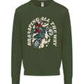 Motocross Christmas Santa MotoX Biker Motorcycle Mens Sweatshirt Jumper Forest Green