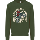 Motocross Christmas Santa MotoX Biker Motorcycle Mens Sweatshirt Jumper Forest Green