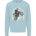 Motocross Christmas Santa MotoX Biker Motorcycle Mens Sweatshirt Jumper Light Blue
