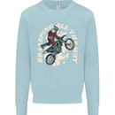 Motocross Christmas Santa MotoX Biker Motorcycle Mens Sweatshirt Jumper Light Blue