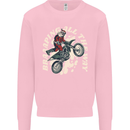 Motocross Christmas Santa MotoX Biker Motorcycle Mens Sweatshirt Jumper Light Pink