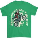 Motocross Christmas Santa MotoX Biker Motorcycle Mens T-Shirt 100% Cotton Irish Green