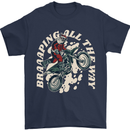 Motocross Christmas Santa MotoX Biker Motorcycle Mens T-Shirt 100% Cotton Navy Blue