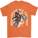 Motocross Christmas Santa MotoX Biker Motorcycle Mens T-Shirt 100% Cotton Orange