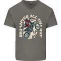 Motocross Christmas Santa MotoX Biker Motorcycle Mens V-Neck Cotton T-Shirt Charcoal