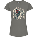 Motocross Christmas Santa MotoX Biker Motorcycle Womens Petite Cut T-Shirt Charcoal
