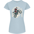 Motocross Christmas Santa MotoX Biker Motorcycle Womens Petite Cut T-Shirt Light Blue
