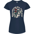 Motocross Christmas Santa MotoX Biker Motorcycle Womens Petite Cut T-Shirt Navy Blue