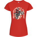 Motocross Christmas Santa MotoX Biker Motorcycle Womens Petite Cut T-Shirt Red