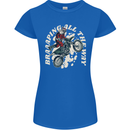 Motocross Christmas Santa MotoX Biker Motorcycle Womens Petite Cut T-Shirt Royal Blue