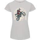 Motocross Christmas Santa MotoX Biker Motorcycle Womens Petite Cut T-Shirt Sports Grey