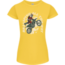 Motocross Christmas Santa MotoX Biker Motorcycle Womens Petite Cut T-Shirt Yellow