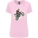 Motocross Christmas Santa MotoX Biker Motorcycle Womens Wider Cut T-Shirt Light Pink