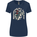Motocross Christmas Santa MotoX Biker Motorcycle Womens Wider Cut T-Shirt Navy Blue