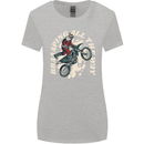 Motocross Christmas Santa MotoX Biker Motorcycle Womens Wider Cut T-Shirt Sports Grey