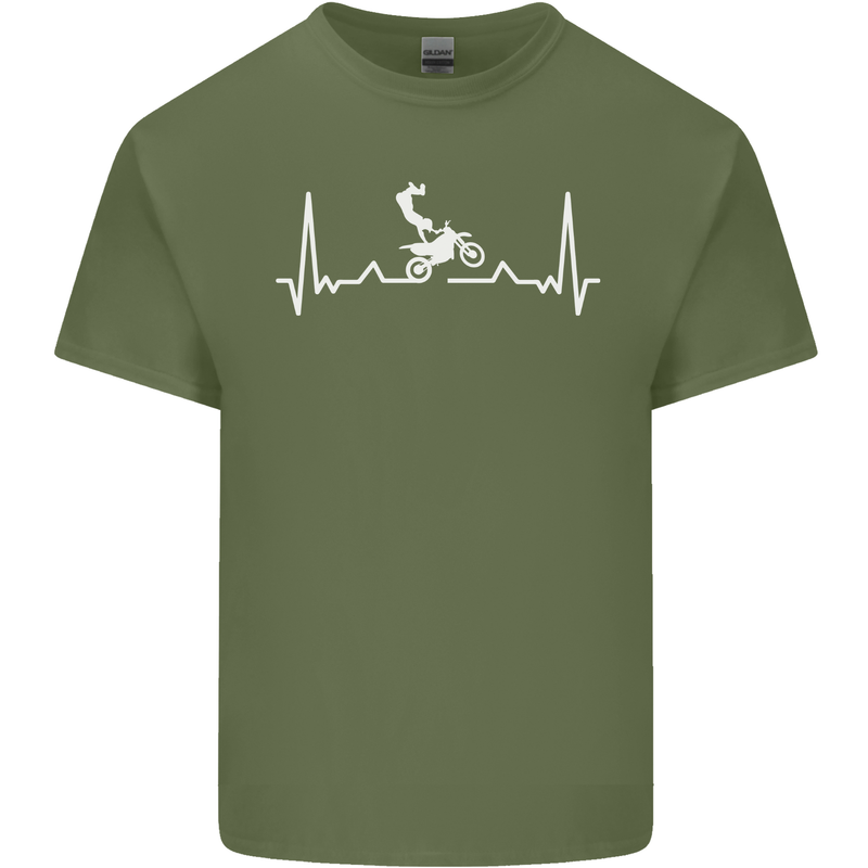 Motocross ECG Dirt Bike MotoX Mens Cotton T-Shirt Tee Top Military Green