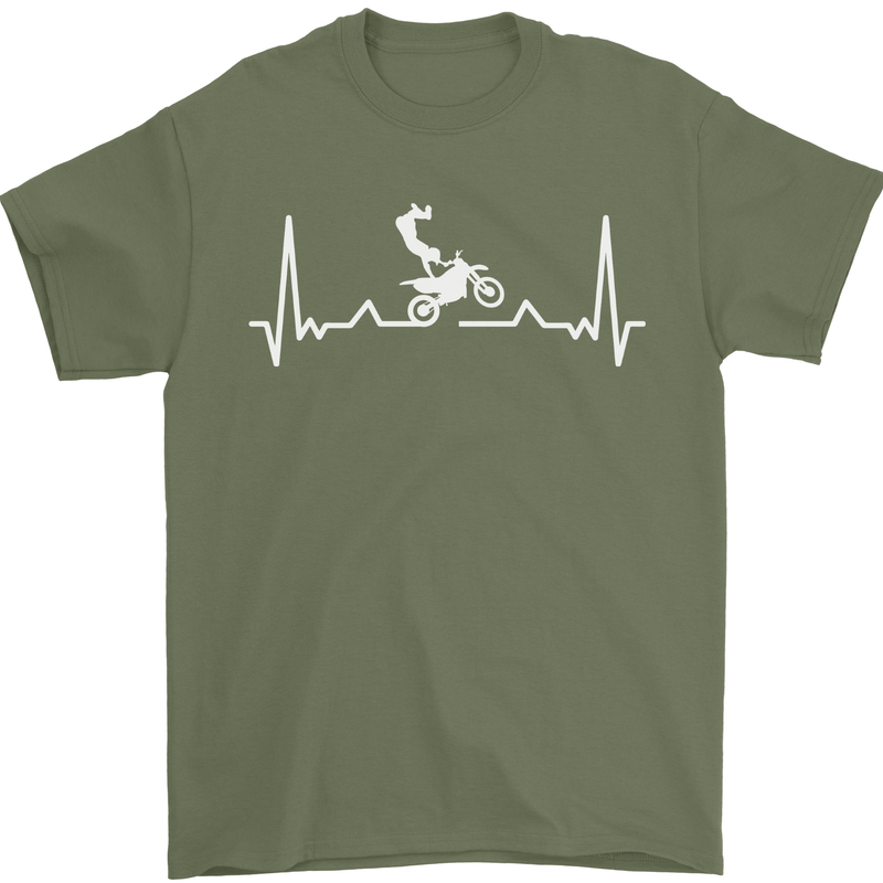 Motocross ECG Dirt Bike MotoX Mens T-Shirt 100% Cotton Military Green