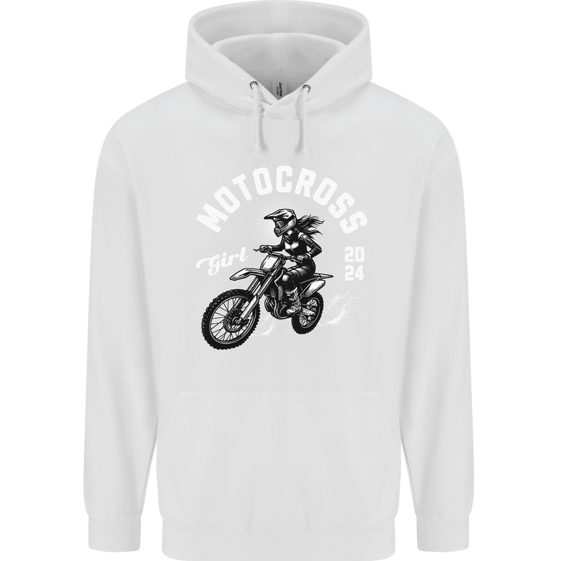 Motocross Girl Motocross MotoX Dirt Bike Female Childrens Kids Hoodie White