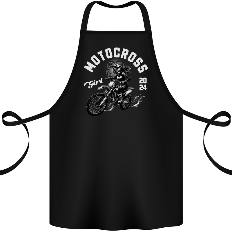 Motocross Girl Motocross MotoX Dirt Bike Female Cotton Apron 100% Organic Black