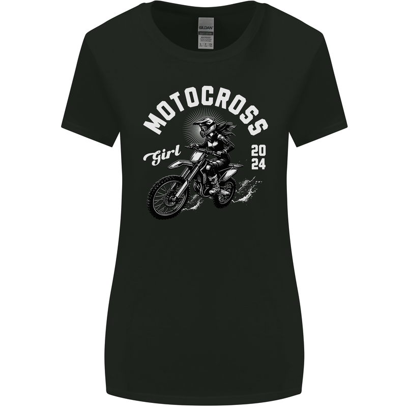 Motocross Girl Motocross MotoX Dirt Bike Female Womens Wider Cut T-Shirt Black