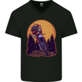 Motocross Santa Claus Christmas MotoX Dirt Bike Mens V-Neck Cotton T-Shirt Black