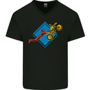 Motocross Stunt Dirt Bike MotoX Mens V-Neck Cotton T-Shirt Black
