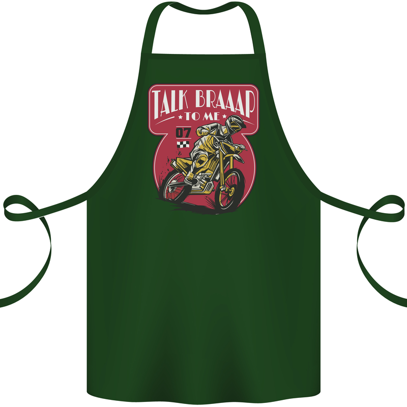 Motocross Talk Braaap MotoX Dirt Bike Motorcycle Cotton Apron 100% Organic Forest Green