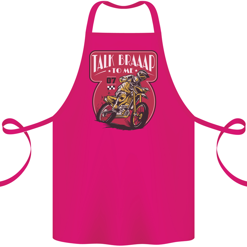 Motocross Talk Braaap MotoX Dirt Bike Motorcycle Cotton Apron 100% Organic Pink