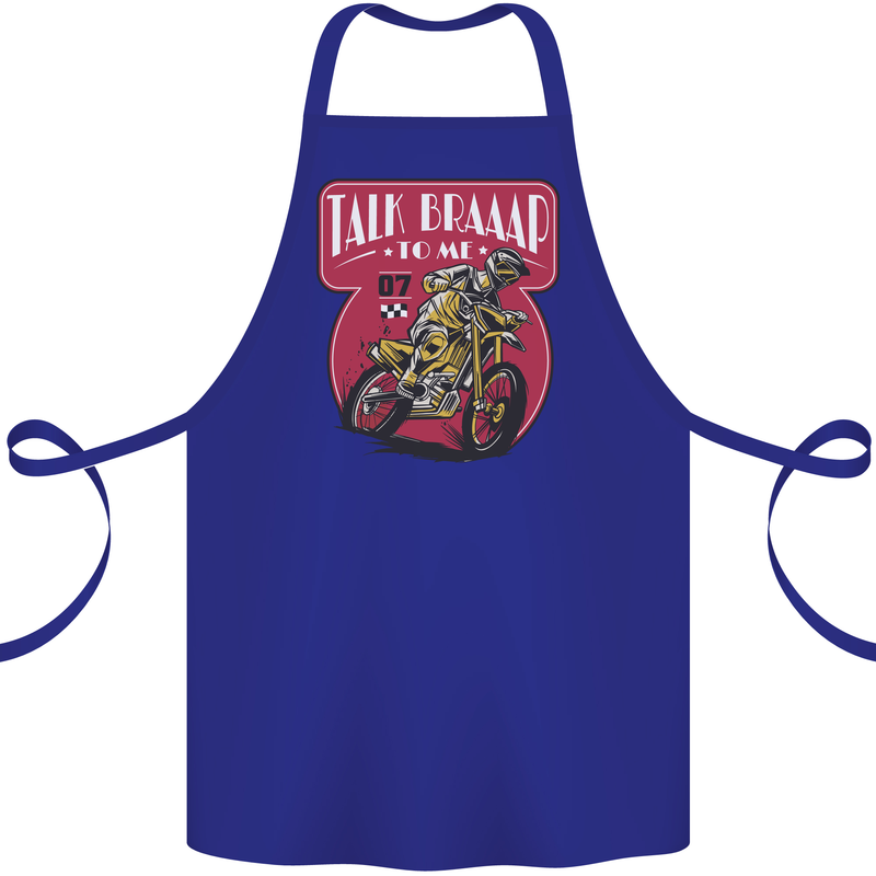 Motocross Talk Braaap MotoX Dirt Bike Motorcycle Cotton Apron 100% Organic Royal Blue
