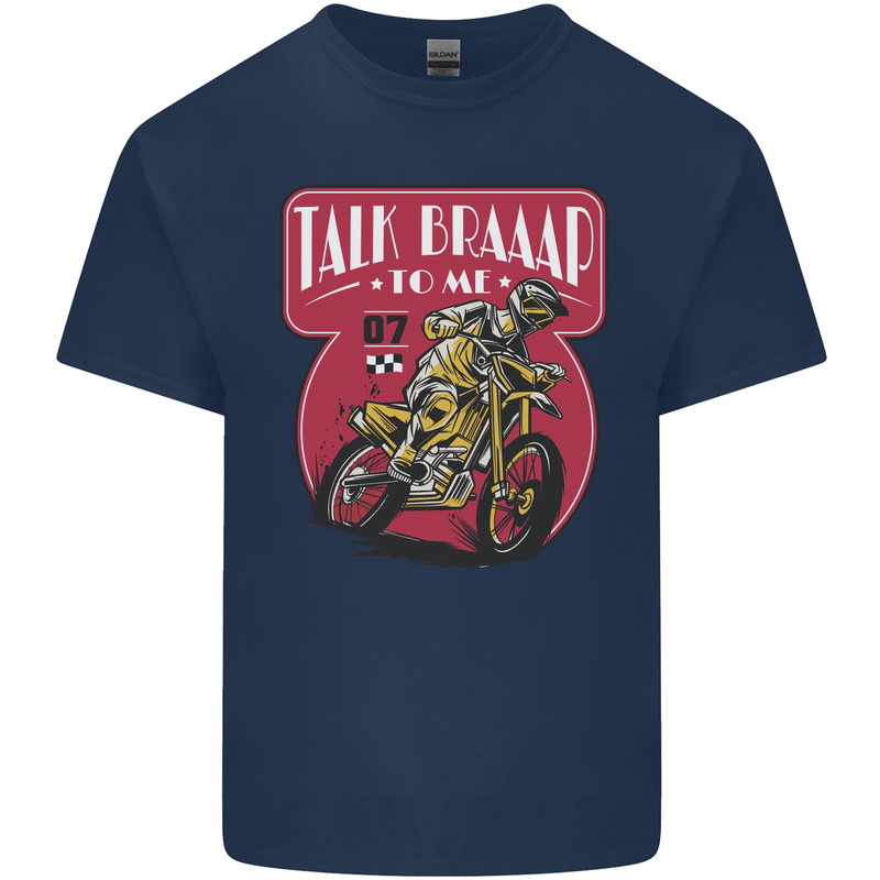 Motocross Talk Braaap MotoX Dirt Bike Motorcycle Kids T-Shirt Childrens Navy Blue