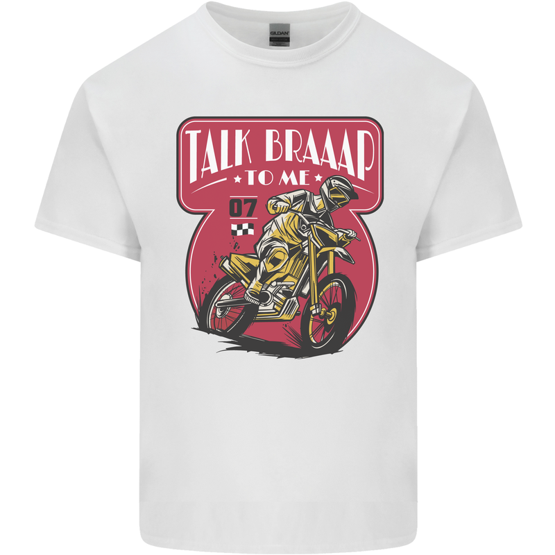 Motocross Talk Braaap MotoX Dirt Bike Motorcycle Kids T-Shirt Childrens White