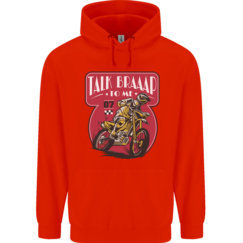 Motocross Talk Braaap MotoX Dirt Bike Motorcycle Mens 80% Cotton Hoodie Bright Red