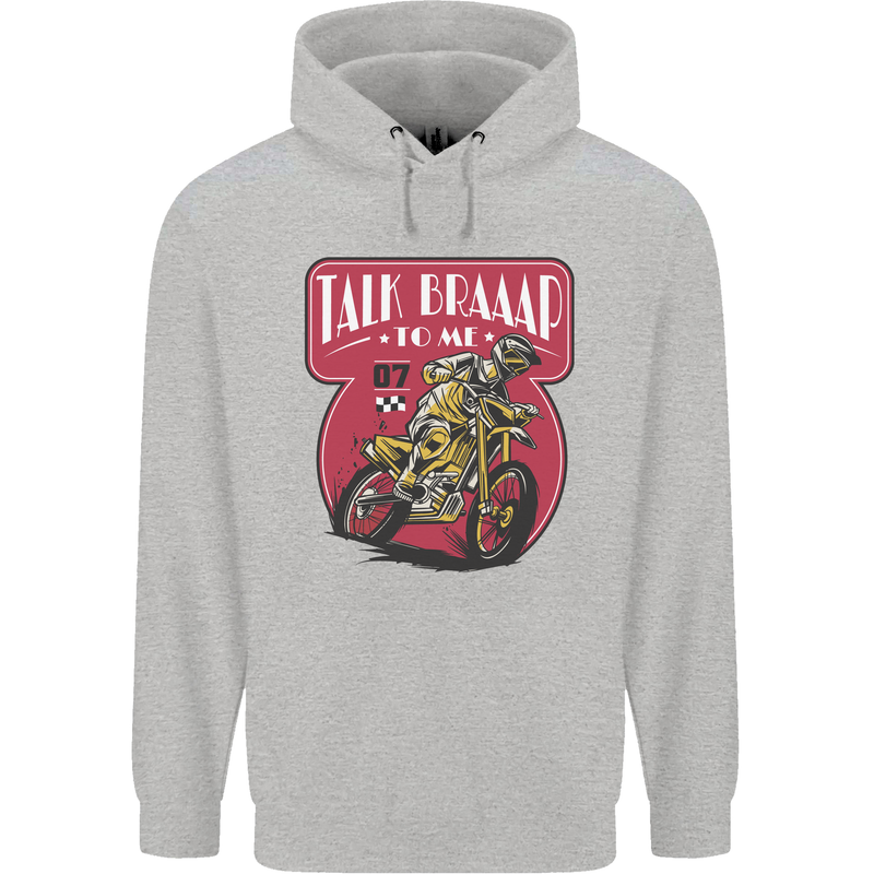 Motocross Talk Braaap MotoX Dirt Bike Motorcycle Mens 80% Cotton Hoodie Sports Grey