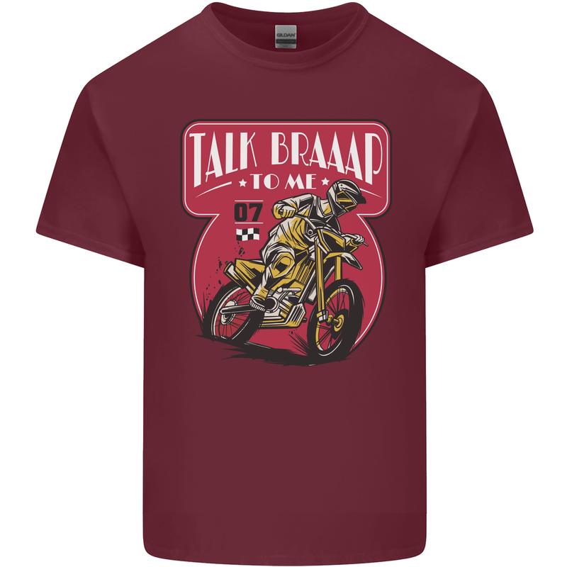 Motocross Talk Braaap MotoX Dirt Bike Motorcycle Mens Cotton T-Shirt Tee Top Maroon