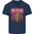 Motocross Talk Braaap MotoX Dirt Bike Motorcycle Mens V-Neck Cotton T-Shirt Navy Blue