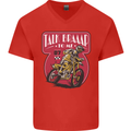 Motocross Talk Braaap MotoX Dirt Bike Motorcycle Mens V-Neck Cotton T-Shirt Red