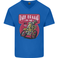 Motocross Talk Braaap MotoX Dirt Bike Motorcycle Mens V-Neck Cotton T-Shirt Royal Blue