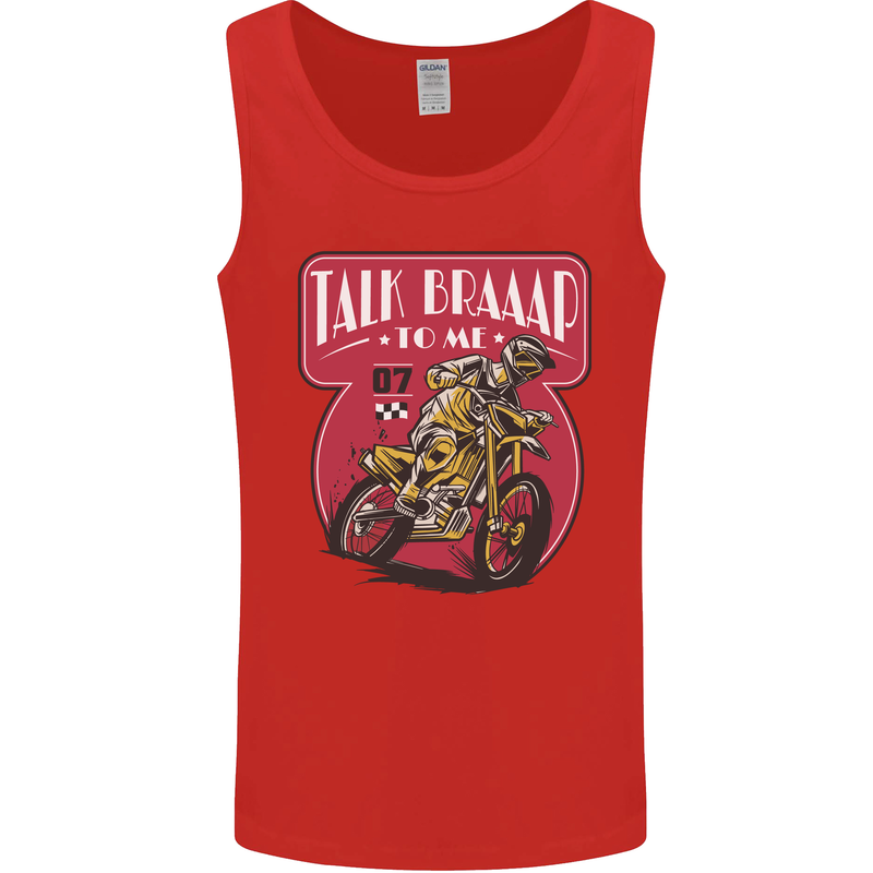 Motocross Talk Braaap MotoX Dirt Bike Motorcycle Mens Vest Tank Top Red