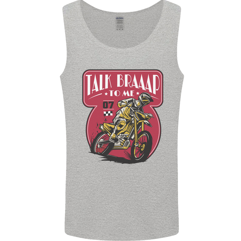 Motocross Talk Braaap MotoX Dirt Bike Motorcycle Mens Vest Tank Top Sports Grey