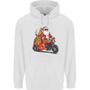 Motorbike & Sidecar Christmas Santa Xmas Biker Mens 80% Cotton Hoodie White