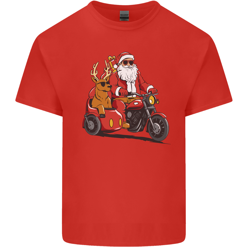 Motorbike & Sidecar Christmas Santa Xmas Biker Mens Cotton T-Shirt Tee Top Red