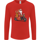 Motorbike & Sidecar Christmas Santa Xmas Biker Mens Long Sleeve T-Shirt Red