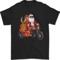 Motorbike & Sidecar Christmas Santa Xmas Biker Mens T-Shirt 100% Cotton Black