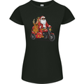 Motorbike & Sidecar Christmas Santa Xmas Biker Womens Petite Cut T-Shirt Black