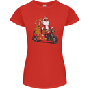 Motorbike & Sidecar Christmas Santa Xmas Biker Womens Petite Cut T-Shirt Red