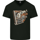 Motorcycle Engine Skull Biker Motorbike Mens V-Neck Cotton T-Shirt Black